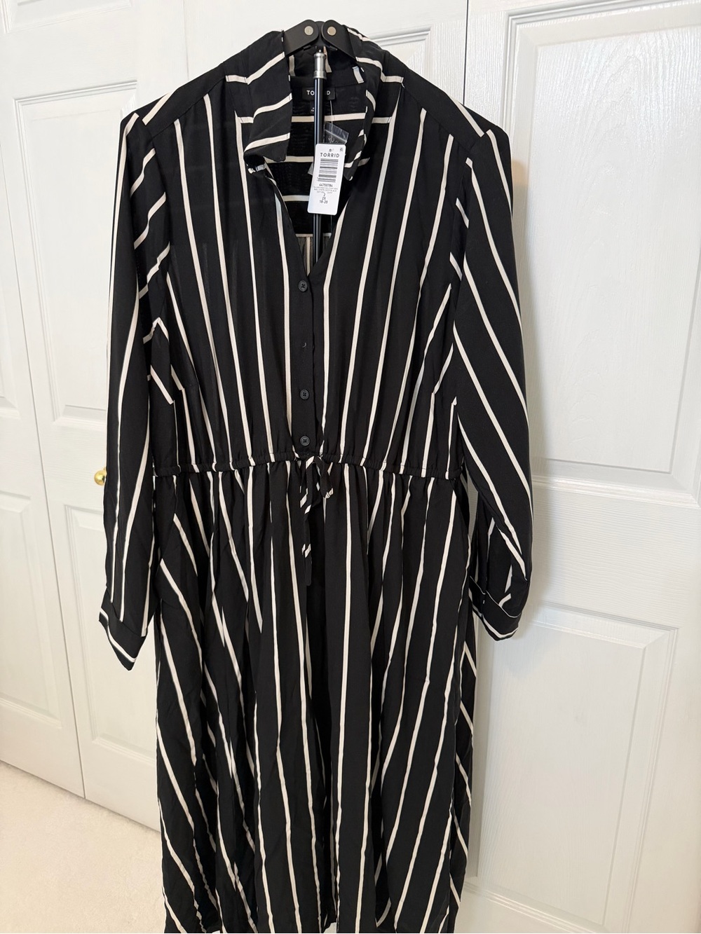 torrid Black & White Striped Midi Shirt Dress - Picture 3 of 5